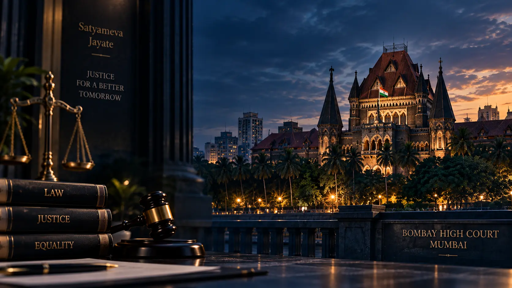 Lady Justice statue and premium courtroom